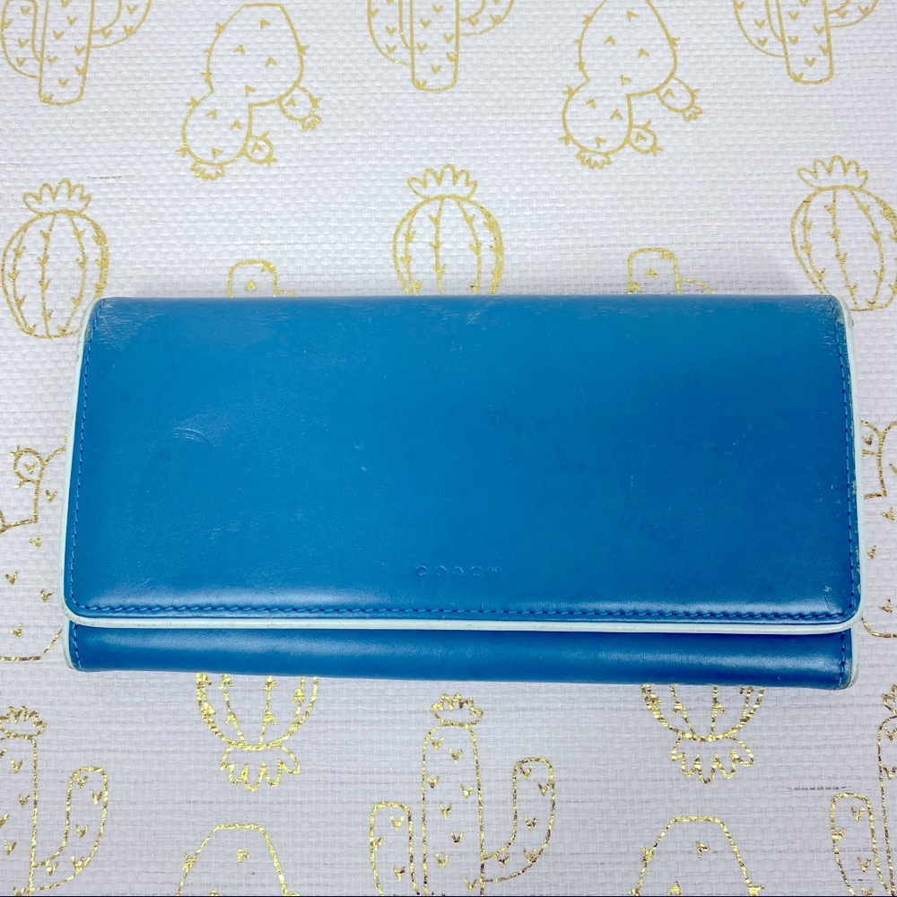 Coach Wallet Leather Blue Preloved